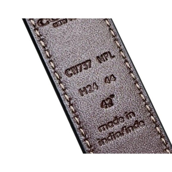 Coach Belt Plaque Buckle One Size CW737 42” Maple Brown Leather Silver-Tone NWT - Picture 14 of 14